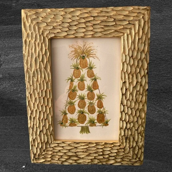 Gold Pineapple Art in Textured Frame - Picture 9 of 10